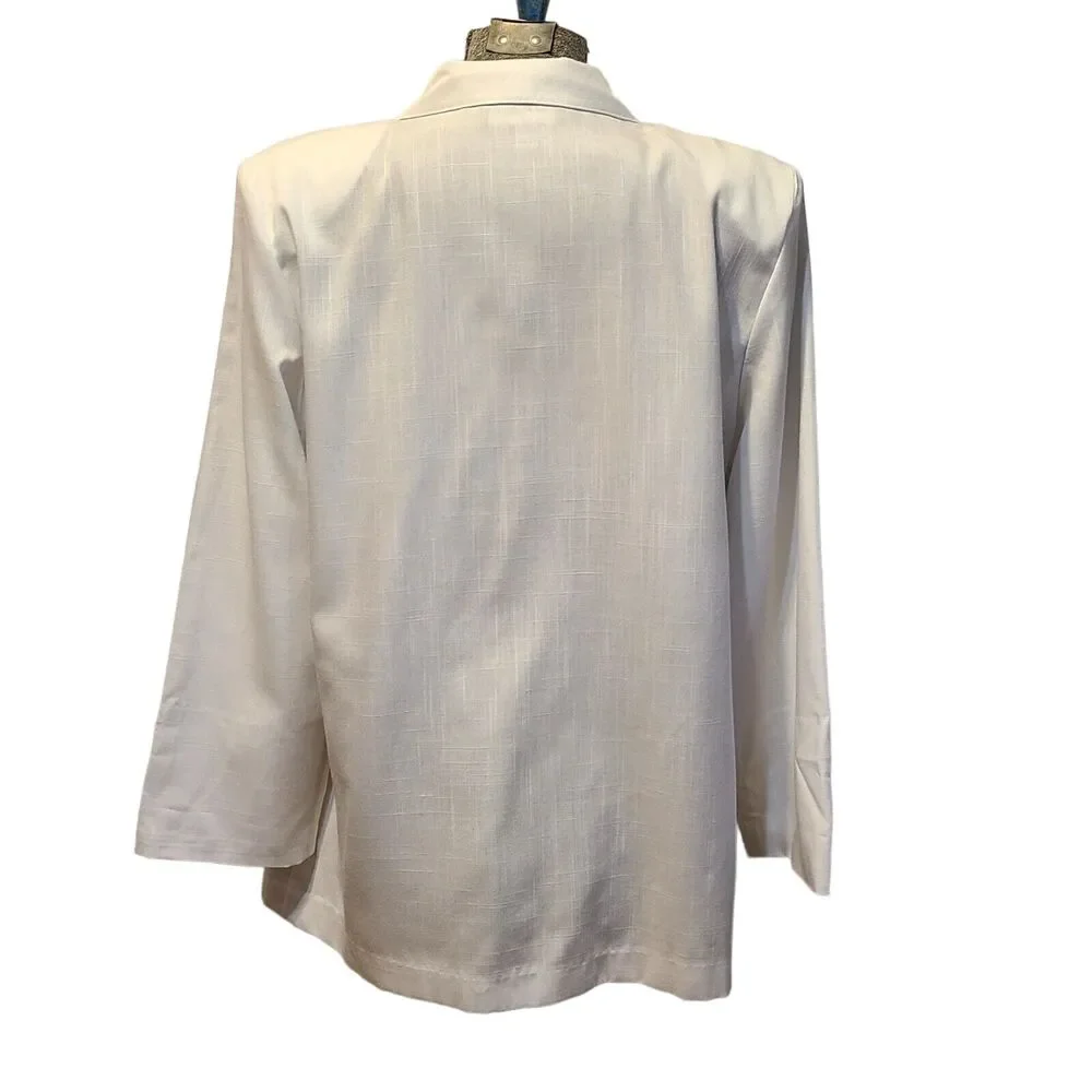 Sag Harbor Womens Blazer Vintage White Pockets‎ Shoulder Pads Size 16 Petite
